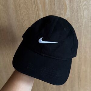 Nike Black White Swoosh Baseball Cap Hat Child Size